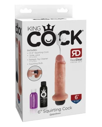 King Cock 6″ Squirting Cock – Flesh