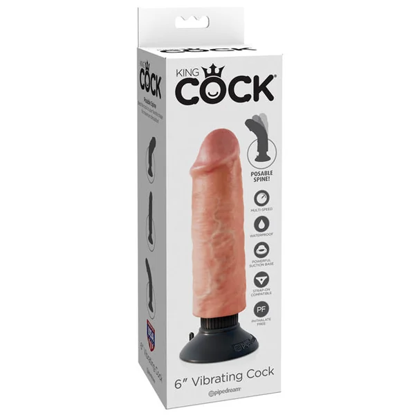 King Cock 6" Vibrating Cock - Flesh