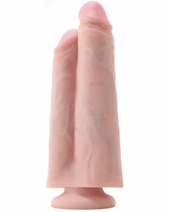 King Cock 9 Inch Two Cocks One Hole Dildo in Vanilla