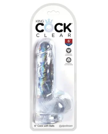 King Cock Clear 6″ Cock w/Balls