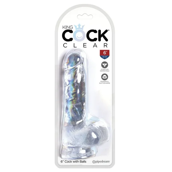 King Cock Clear 6″ Cock w/Balls