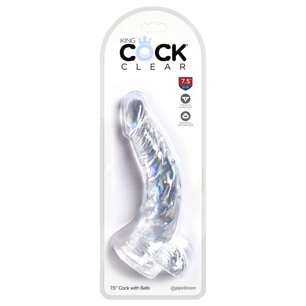 King Cock Clear 7.5 Inch Cock With Balls