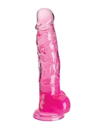 King Cock Clear Dildo with Balls 8in – Pink