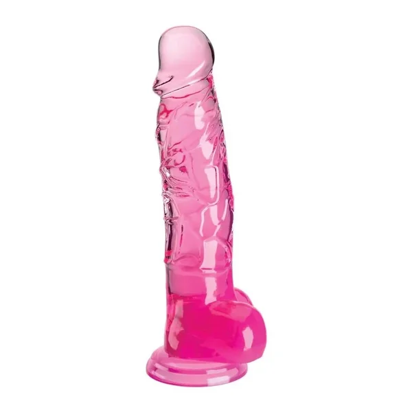 King Cock Clear Dildo with Balls 8in – Pink