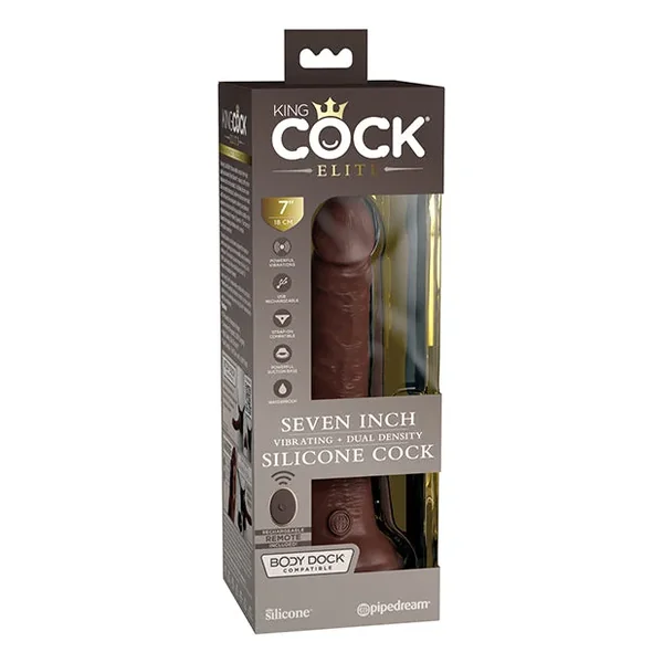 King Cock Elite 7″ Vibrating Cock – Brown