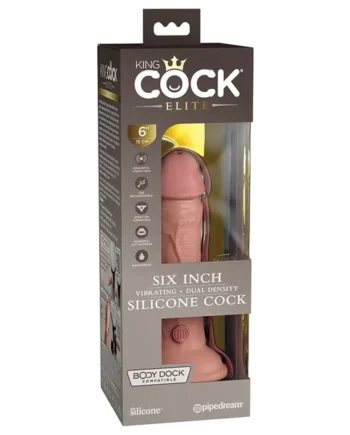 King Cock Elite Dual Density Vibe Silicone Cock-Light 6