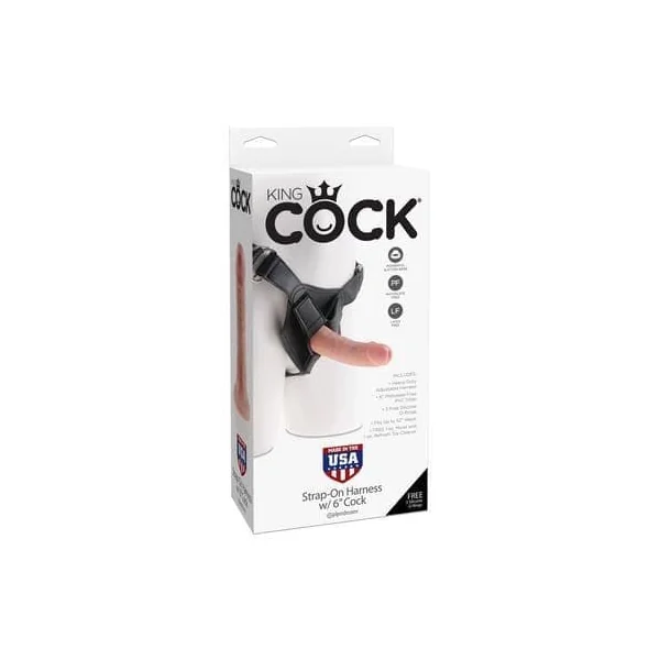 King Cock Strap on Harness With 6 Inch Cock - Light