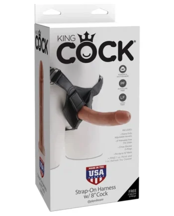 King Cock Strap-on Harness W-8" Cock - Tan