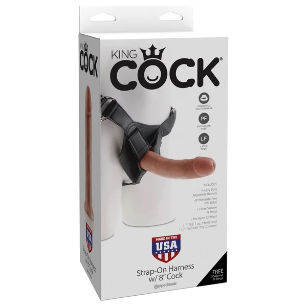 King Cock Strap-on Harness W-8" Cock - Tan
