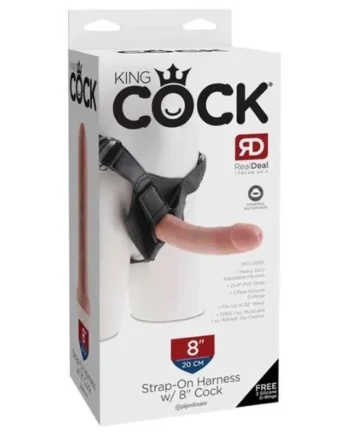 King Cock Strap-on Harness w/ 8″ Cock – Flesh