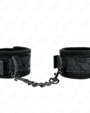 KINK - DARK LACE COVERED WRIST CUFFS NEOPRENE ADJUSTABLE BLACK 20-29 CM X 5 CM