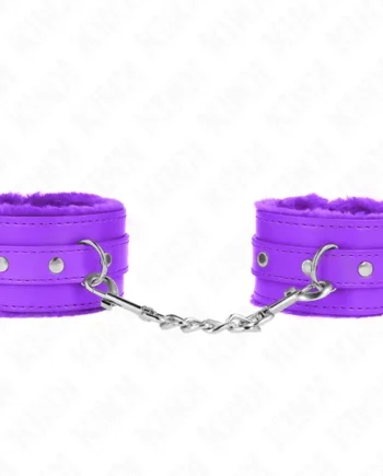 KINK - PREMIUM FUR LINED WRIST RESTRAINTS PURPLE WITH PURPLE BELT ADJUSTABLE 17-29 CM X 6 CM