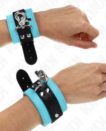 KINK - PREMIUM LOCKABLE WRIST RESTRAINTS BLACK / BLUE ADJUSTABLE 21-28 CM X 5.5 CM