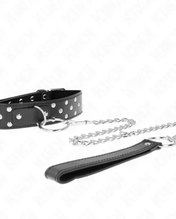 KINK - RING RIVET STRAP NECKLACE WITH BELT 65 CM BLACK ADJUSTABLE 36-50 CM X 3.8 CM