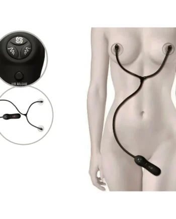 Kink Swell Auto Vibrating Nipple Suckers With Wired Remote Control Black