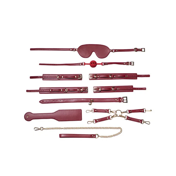Kinky Play Box Red Passion 8 pc Set Bondage Kit - Red