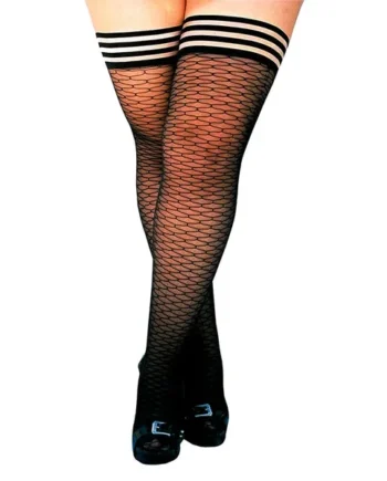 Kixies Dana Lynn Ribbed Thigh-High Black Size D