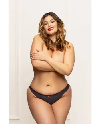 Lace Panty With Heart Cut Out Back - 1x/2x - Black