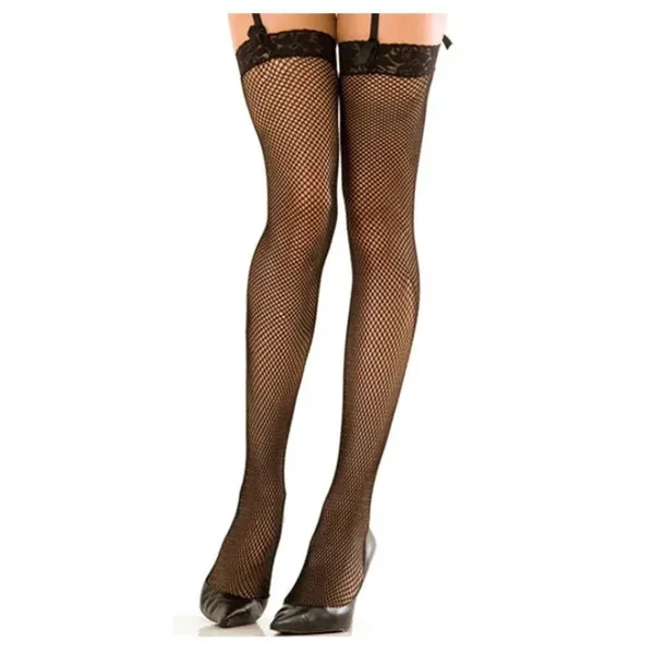 Lace Top Fishnet Thigh High Stockings