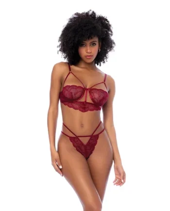 Lace Underwire Top & Thong 2 pc Set – Rosewood L/XL