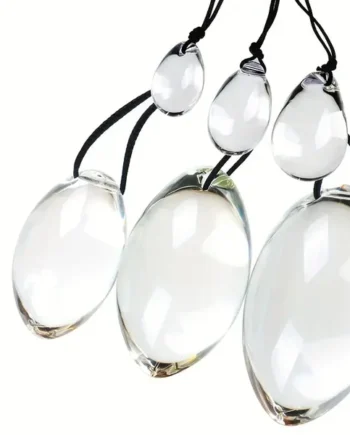 Large Oval Glass Butt Plug With Rope Comfortable Fit For Couples Women