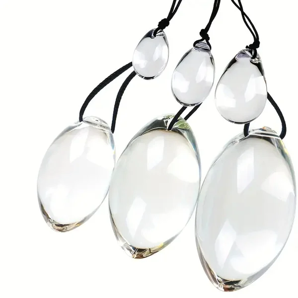 Large Oval Glass Butt Plug With Rope Comfortable Fit For Couples Women