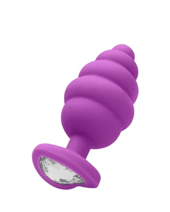LARGE RIBBED DIAMOND HEART PLUG PURPLE