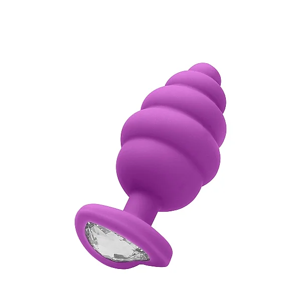 LARGE RIBBED DIAMOND HEART PLUG PURPLE