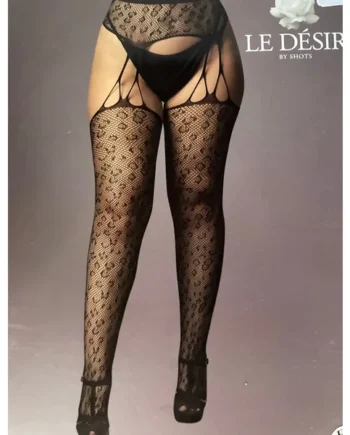 Le Désir Black Suspender Leopard Pantyhose