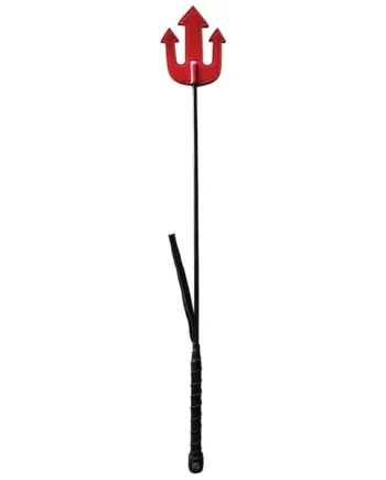 Leather Devil Riding Crop-Red