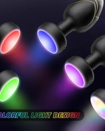 Led Light Up Butt Anal Plug Red Black 10 Light Up & Vibration modes
