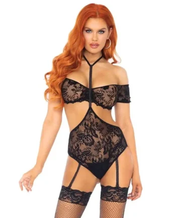 Leg Avenue 2 Piece Lace Bandeau and Teddy Set