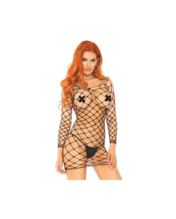 Leg Avenue 86157 Red Light Fishnet Mini Dress O/S