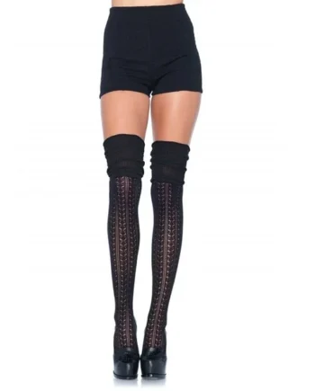 LEG AVENUE - BLACK RUFFLED LACE SOCKS