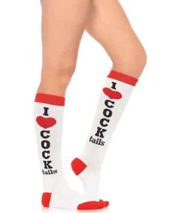 Leg Avenue Cocktails Knee Socks – OS – White/Red