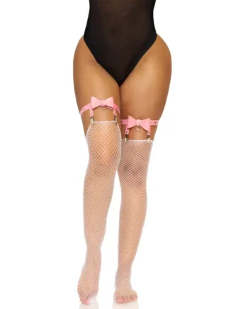 LEG AVENUE - HIGH VEGAN LEATHER GARTER GARTER ONE SIZE - BLACK