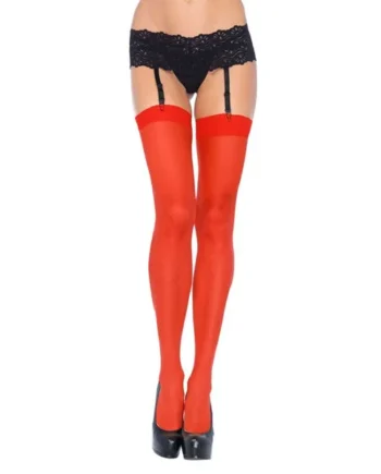 Leg Avenue Plus Size Sheer Stockings Red UK 16 to 18