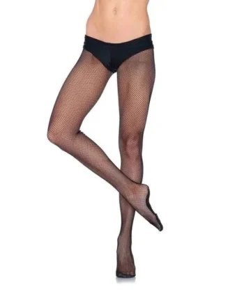Leg Avenue Professional Fishnet Tights with Nylon/Cotton Sole, No-Roll Waist Band – C/D – Black