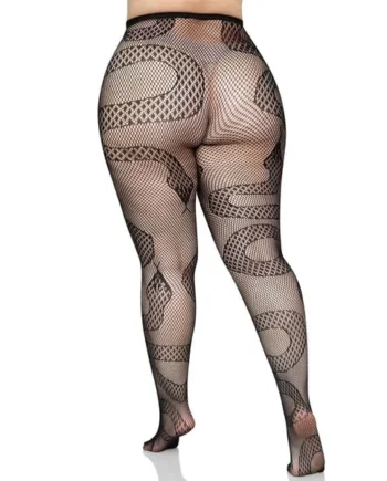 Leg Avenue Snake Net Tights – 1X/2X – Black