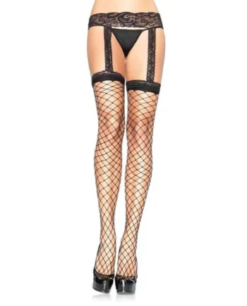 Leg Avenue – Stocking Fencenet with Garterbelt – Black