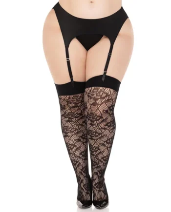 Leg Avenue – Stocking Wild Rose Net – Black – Queen