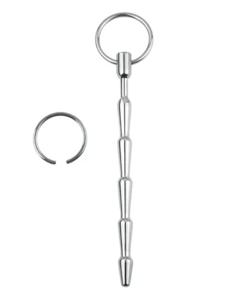 Leto Ridged Metal Urethral Sound With Interchangeable Rings