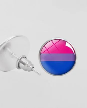LGBT Pride Round Glass Stud Earrings Gay Lesbian Bisexual Transgender Jewelry Accessories