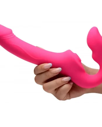 Licking and Vibrating Strapless Strap-On with Remote Control