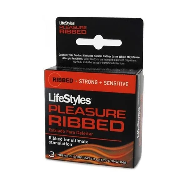 Lifestyles Pleasure Ribbed Condoms - 3 Pack
