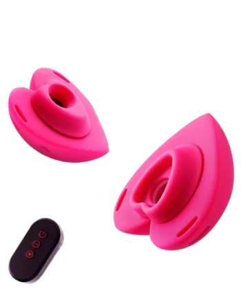 Lockink Pink Love-shaped Wearable Clitoral Suction Vibrator With Remote Control