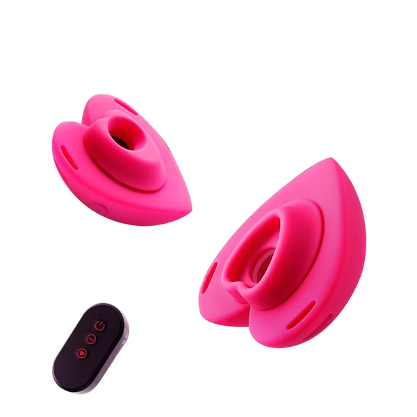 Lockink Pink Love-shaped Wearable Clitoral Suction Vibrator With Remote Control