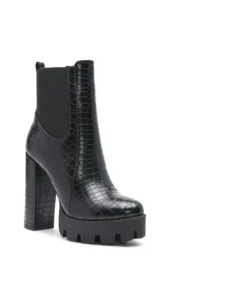 LONDON RAG BEATRIZ CROC PRINT BLOCK HEEL BOOTS