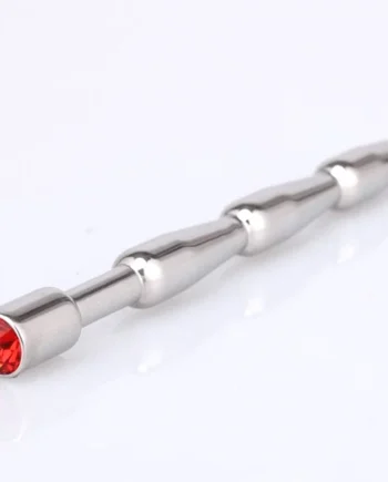 Love in Leather Metal Sounding Rod With Red Gem
