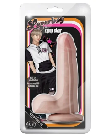 Loverboy K Pop Star Realistic Beige 7.25-Inch Long Dildo With Balls & Suction Cup Base